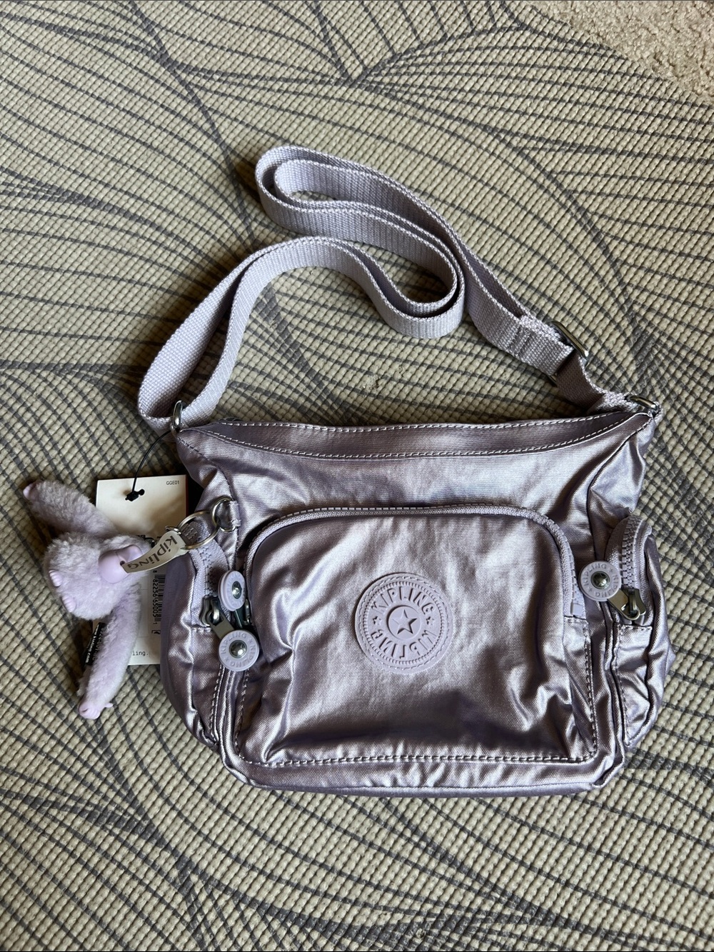 Kipling mini Gabbie Metallic Lilac Crossbody Bag